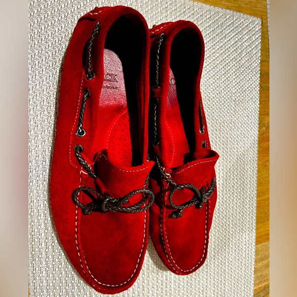 Saks Black Label driving loafers, size 10, red suede - Picture 1 of 4